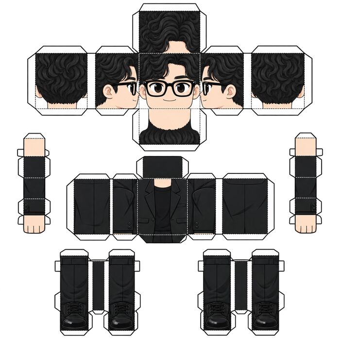 종이 모형 전개도 스타일 예시