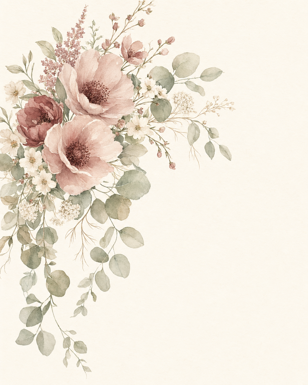 더스티 로즈와 세이지 부케 워터컬러 — 갤러리 1