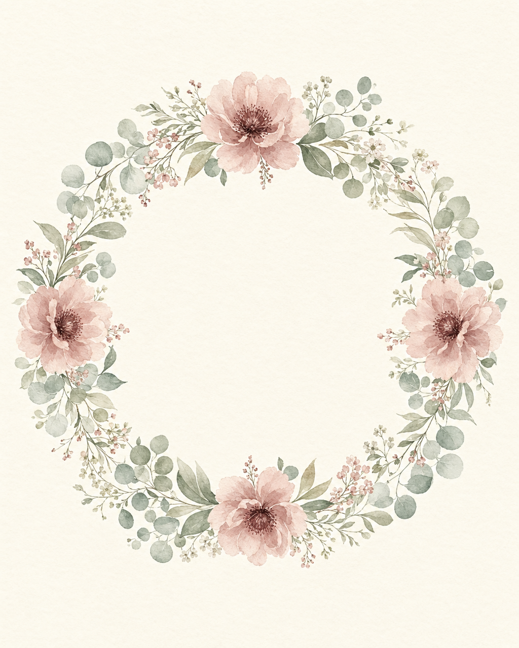 원형 보태니컬 리스 워터컬러 — 갤러리 5