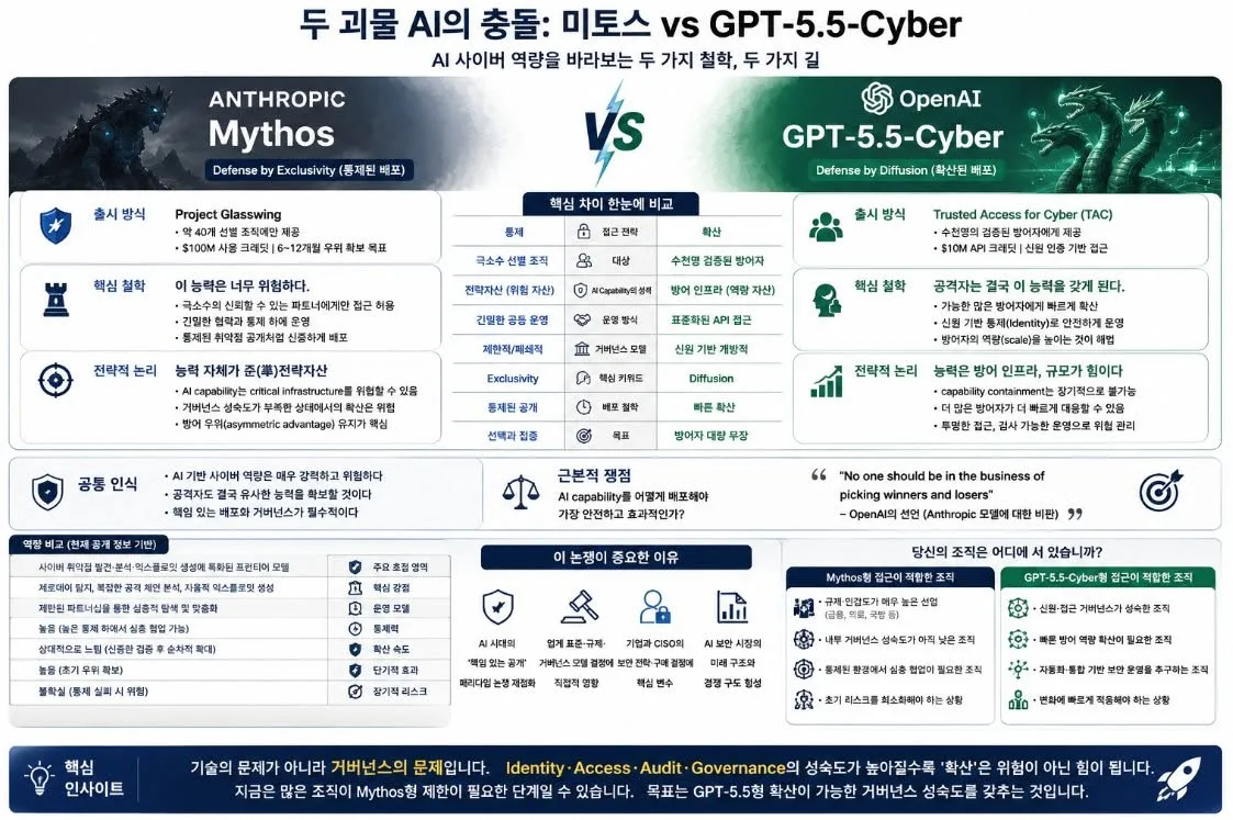 통제인가 확산인가: Mythos vs GPT-5.5-Cyber 게시물에 첨부된 사진